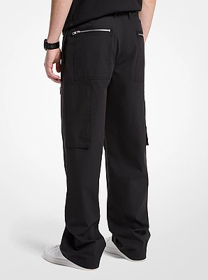 Pantalon cargo en popeline de coton &agrave; fermeture &eacute;clair