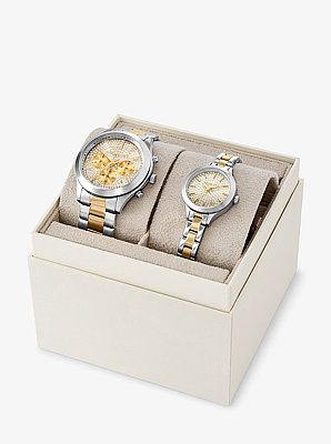 Set de relojes Aspyn para &eacute;l y para ella en dos tonos