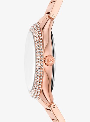 Set de regalo de reloj y pulsera Mini Sylvia con incrustaciones en tono dorado rosa