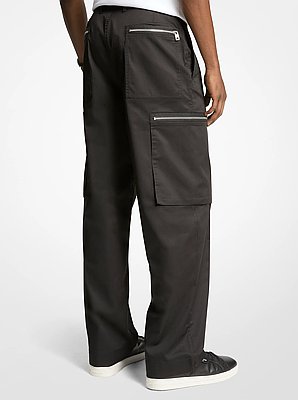 Pantalon cargo zipp&eacute; tiss&eacute; &agrave; jambes larges