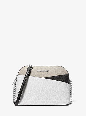 Jet Set Travel Color-Block Signature Logo Crossbody Bag