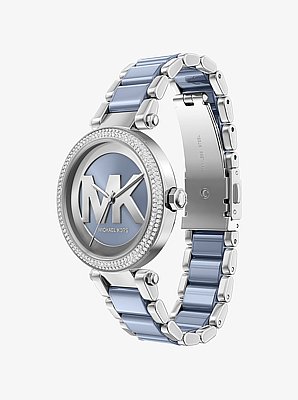 Oversized Parker Pav&eacute; Blue-Tone Watch