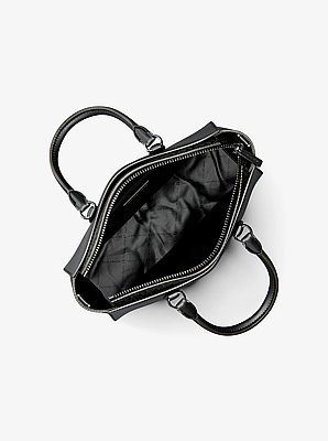 Arden Medium Pebbled Leather and Signature Logo Top-Zip Satchel