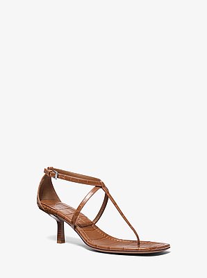 Anna Crocodile Embossed Leather Sandal