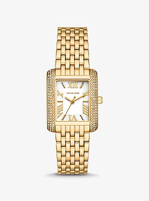 Petite Emery Pav&eacute; Gold-Tone Watch