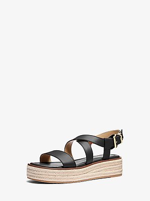 Sandale espadrille Lynn en cuir &agrave; semelle compens&eacute;e