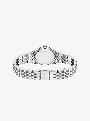 Petite Lexington Pav&eacute; Silver-Tone Watch