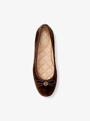 Savannah Logo Debossed Velvet Ballet Flat