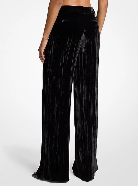 Crushed Velvet Wide Leg Pants