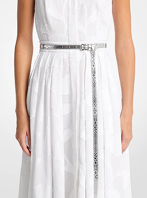 Carolyn Metallic Snake Embossed Leather Waist Belt