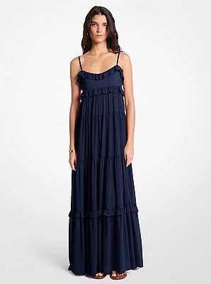 Ruffled Georgette Tiered Maxi Dress