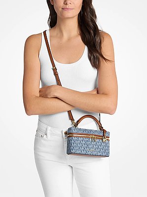 Jana Extra-Small Signature Logo Print Denim Convertible Crossbody Bag
