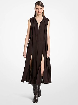 Silk Georgette Scarf Neck Tunic Shirtdress