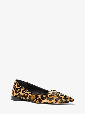 Darrah Leopard Print Calf Hair Ballet Flat