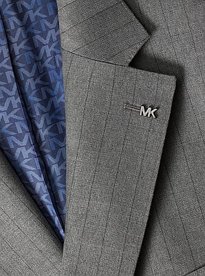 Pinstripe Stretch Wool Blend Blazer