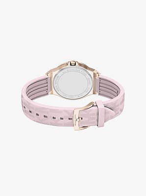 Lennox Pav&eacute; Rose Gold-Tone and Logo Silicone Strap Watch