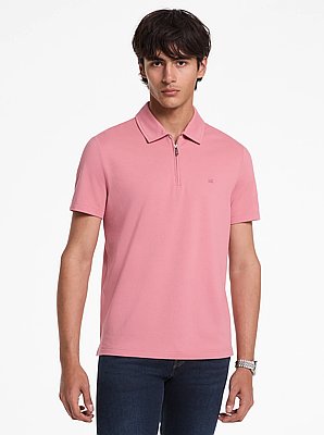 Polo in piqu&eacute; di misto cotone con zip