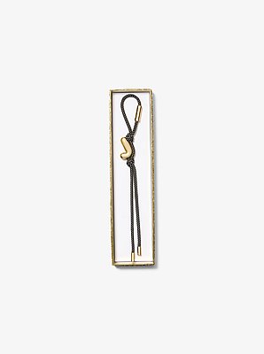 Initial Gold-Tone and Speckled Cord Bag Charm