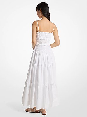 Smocked Cotton Poplin Maxi Dress