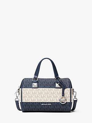 Grayson Small Striped Signature Logo Duffel Crossbody Bag