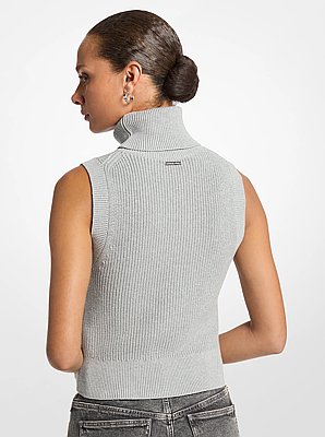 Top de cuello alto de lana sin mangas