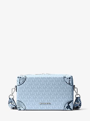 Jeanie Small Signature Logo and Snake Embossed Crossbody Bag