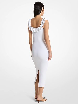 Ruffled Stretch Viscose Midi Dress