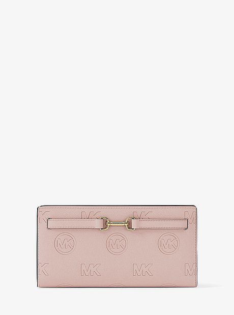 Billetera Carson grande con cierre a presi&oacute;n con logotipo grabado en relieve