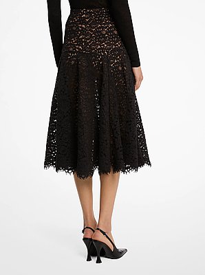 Falda de encaje floral de pana