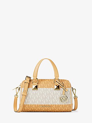 Grayson Small Striped Signature Logo Duffel Crossbody Bag