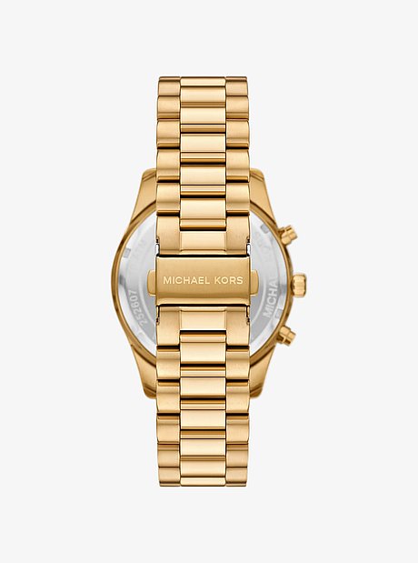 Oversized Lexington Pav&eacute; Gold-Tone Watch