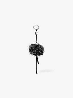 Silver-Tone Bead and Faux Fur Bag Charm