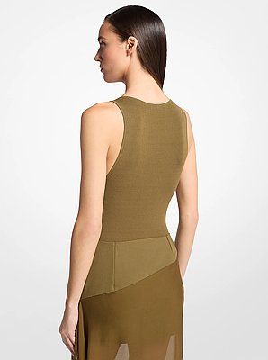 Ribbed Stretch Viscose Bodysuit