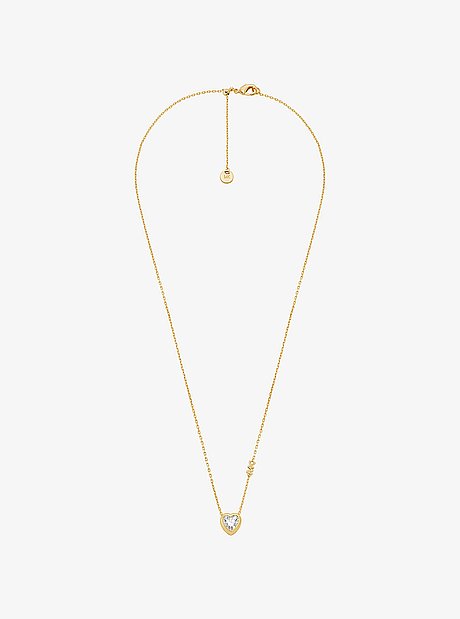 Collier avec pendentif en pierre en forme de c&oelig;ur
