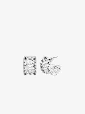 Pav&eacute; Logo Huggie Earrings