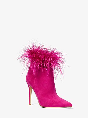 Whitby Feather Trim Suede Ankle Boot