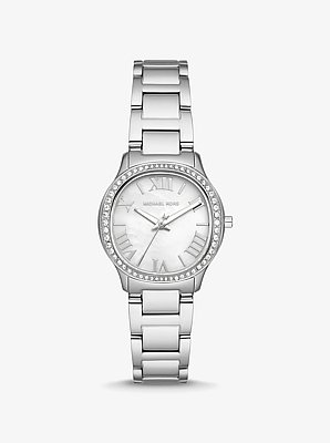 Mini Sage Pav&eacute; Silver-Tone Watch
