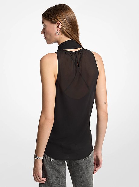 Georgette Sleeveless Scarf Top