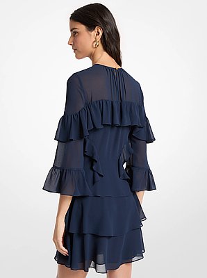 Mini-robe &agrave; volants en georgette