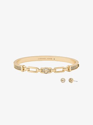 Pav&eacute; Logo Bangle and Stud Earrings Gift Set