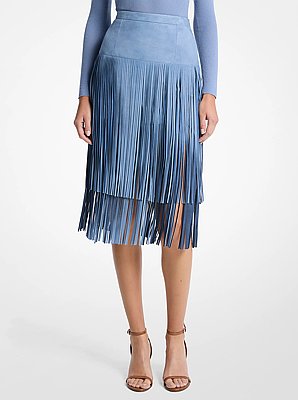 Fringed Suede Skirt