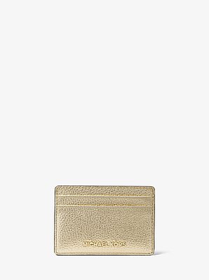 Jet Set Metallic Pebbled Leather Card Case