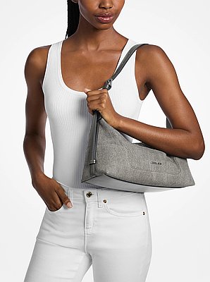 Bolso de hombro Teddi mediano de denim lavado