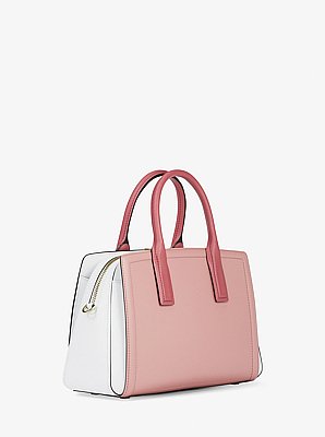 Laila Medium Color-Block Pebbled Leather Satchel