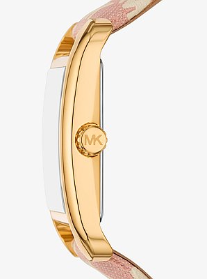 Reloj Monroe de jacquard con logotipo en tono dorado