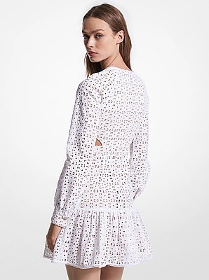 Cotton Eyelet Cutout Mini Dress