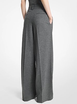 Pleated Wool Flannel Slouch Trousers