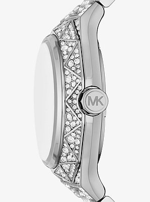 PRIDE Limited-Edition Oversized Raquel Rainbow Pav&eacute; Silver-Tone Watch