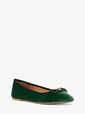Savannah Logo Debossed Velvet Ballet Flat