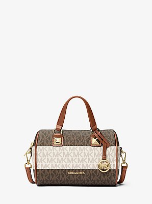 Grayson Small Striped Signature Logo Duffel Crossbody Bag